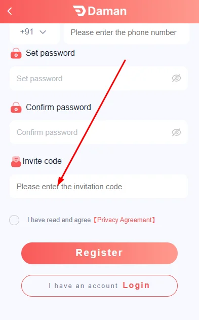 add the invite code